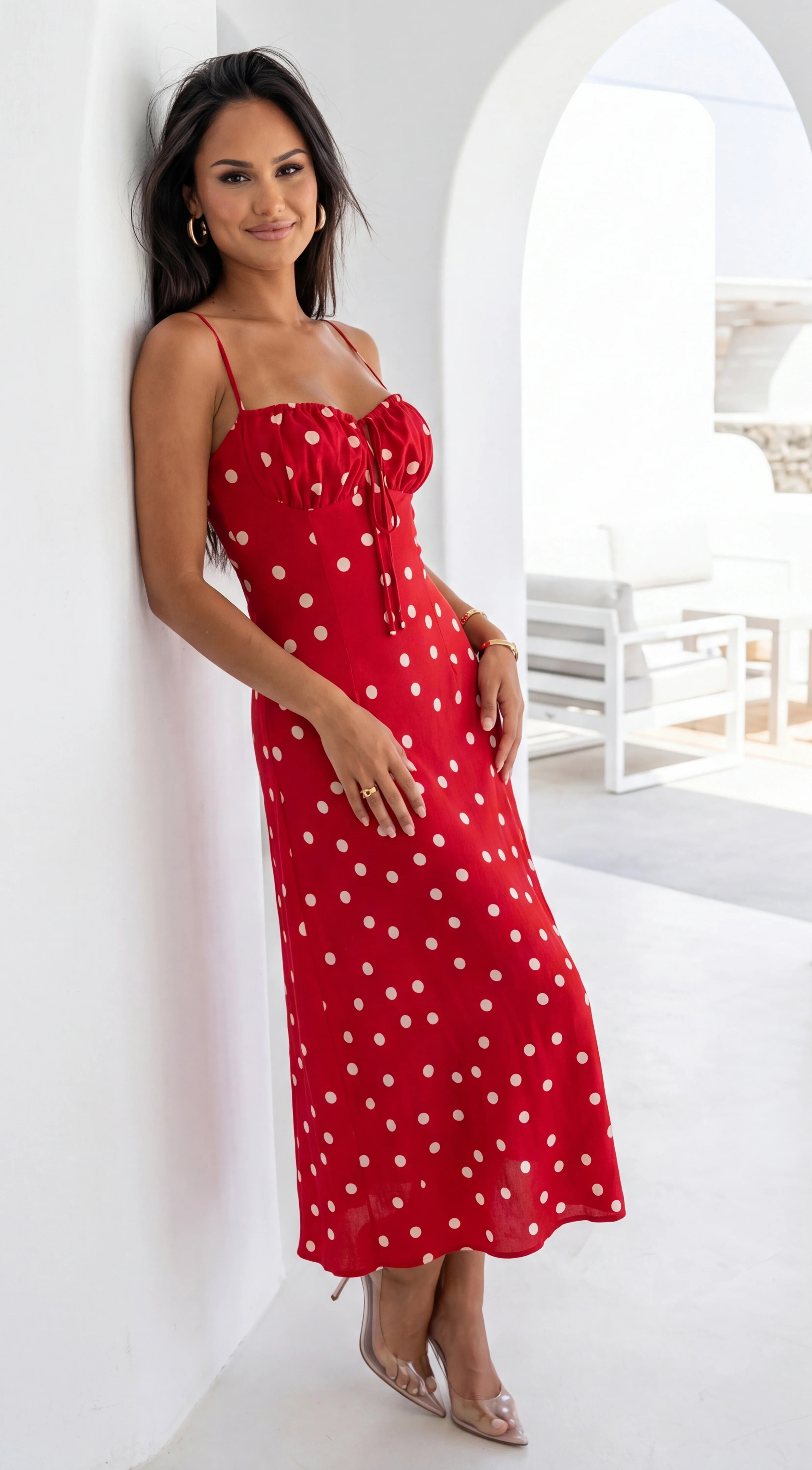Romelia Polka Dot Maxi Dress Red