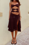 Dancing In Greece Midi Dress Chocolate