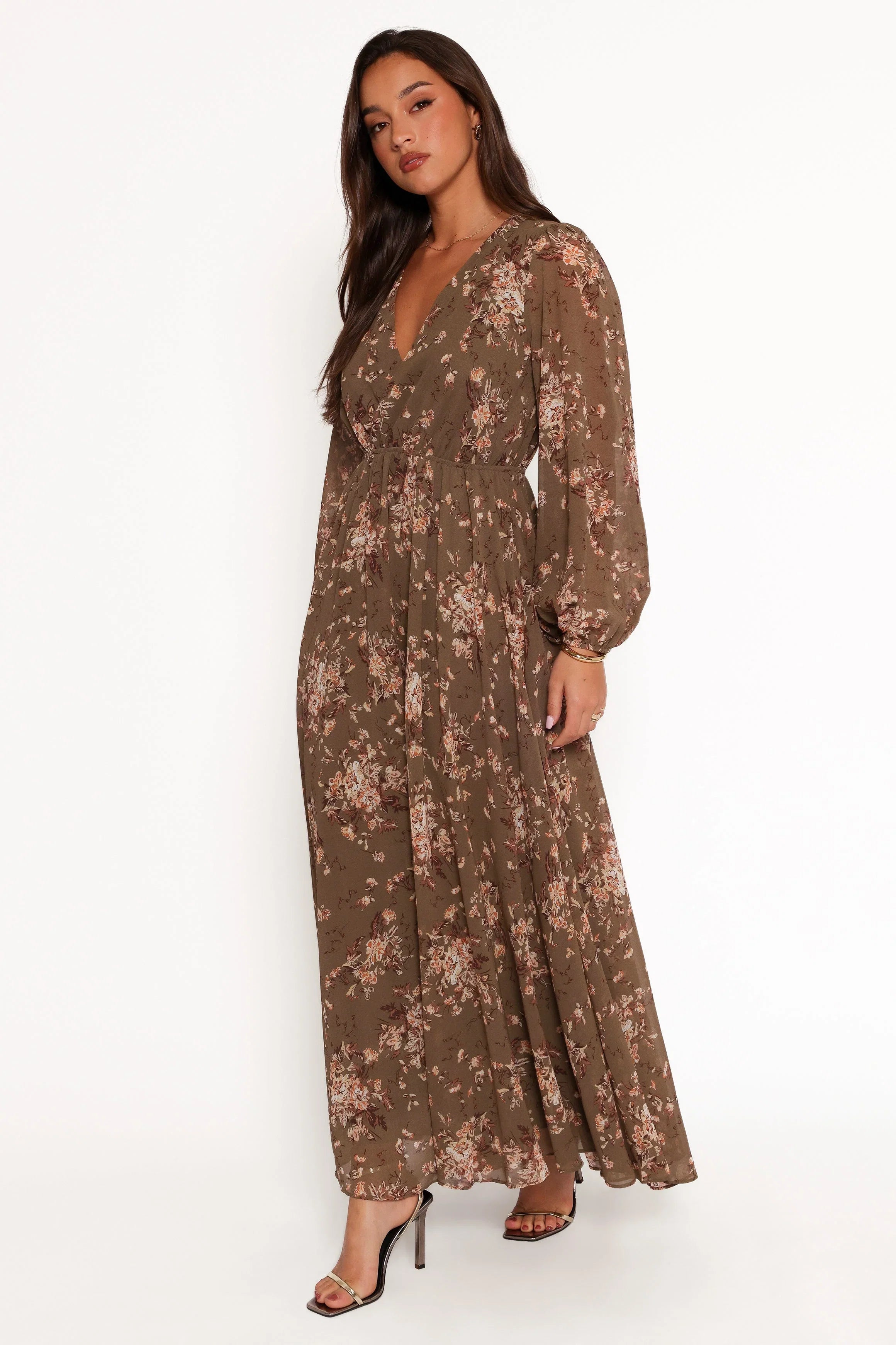 Anisa Maxi Dress Olive Floral