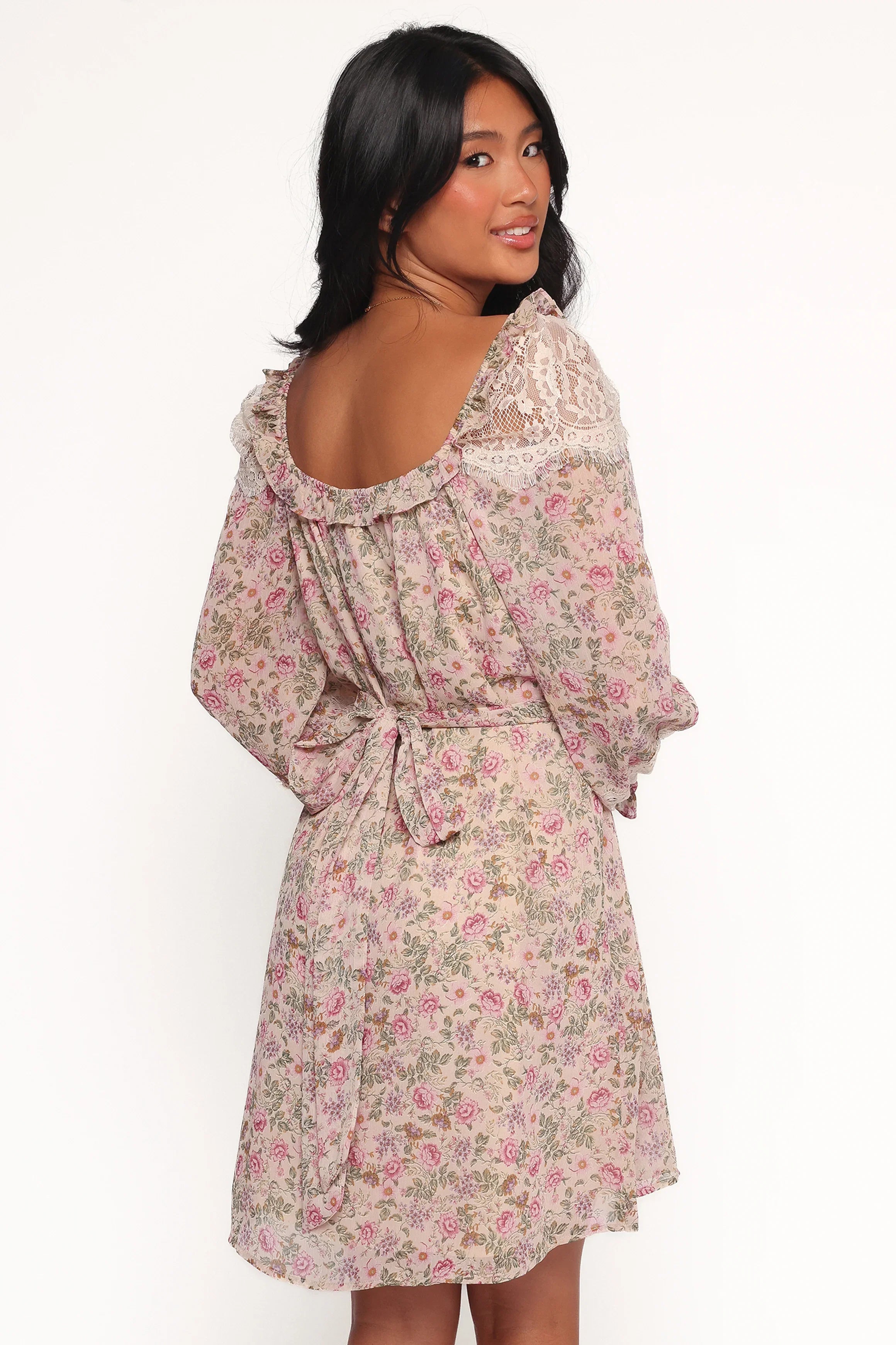 Sylvia Long Sleeve Mini Dress Ivory Multi