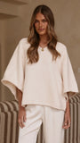 Paisley V Neck Knit Beige