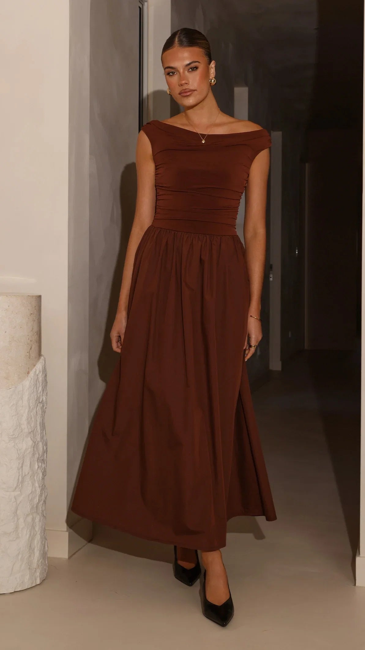 Immy Midi Dress Brown