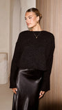 Zala Cropped Knit Sweater Black