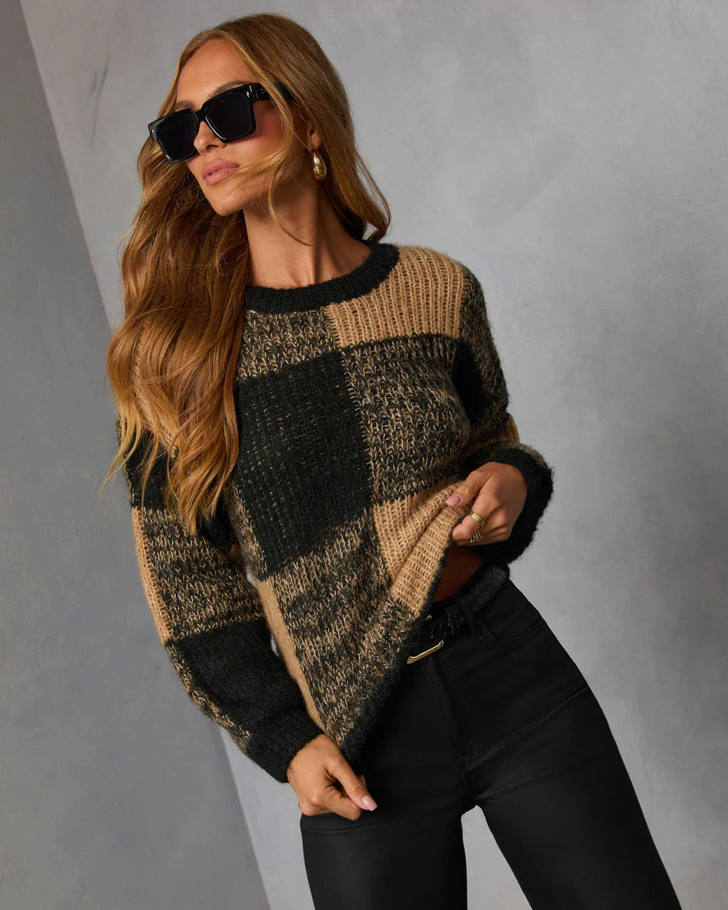 Reidah Knit Plaid Sweater