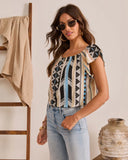 Resort Ready Off The Shoulder Abstract Top