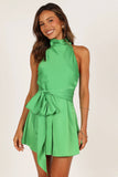 Odilia Tie Waist Romper Green