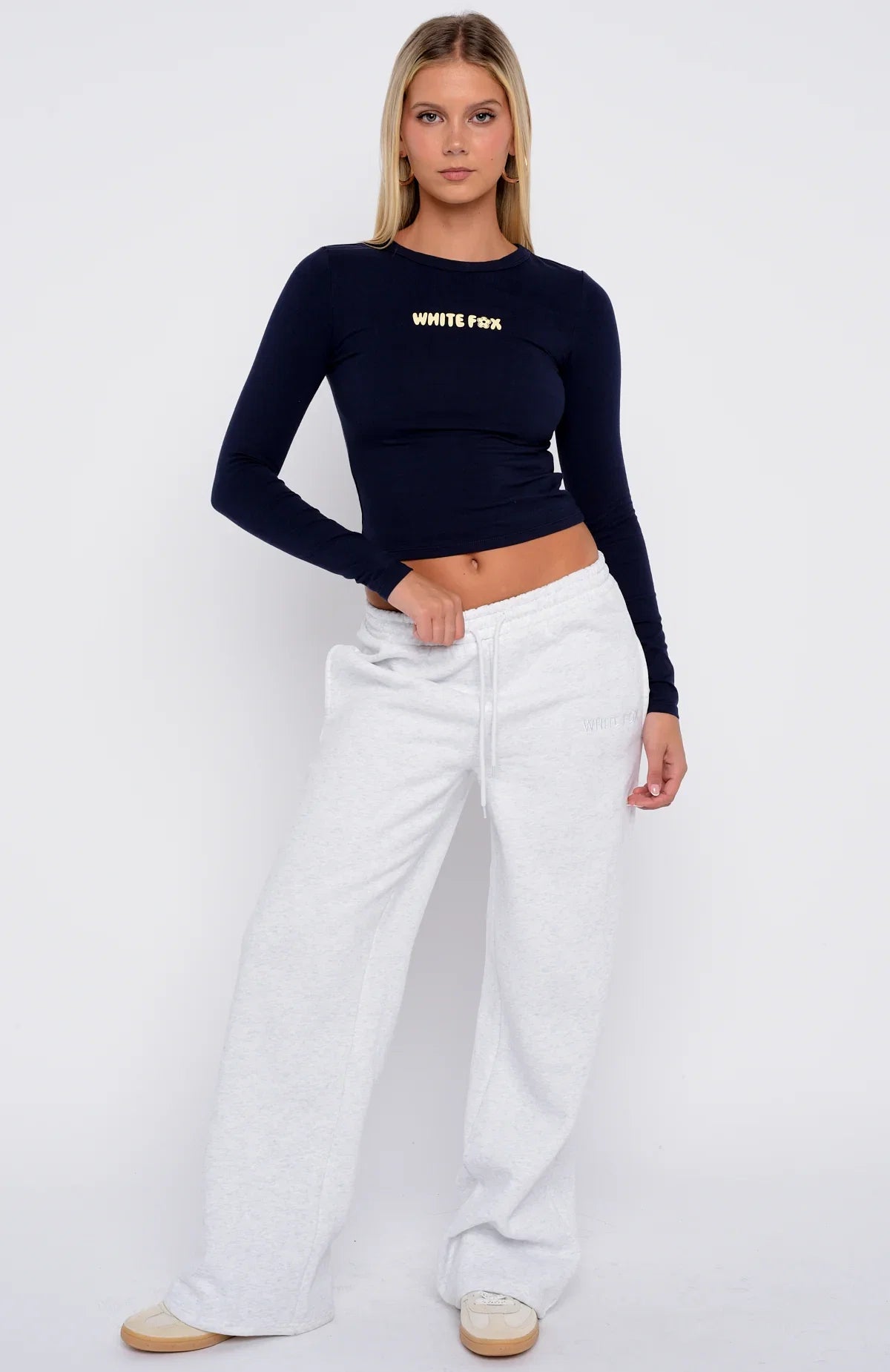 Love Addiction Long Sleeve Baby Tee Navy