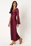 Moly One Shoulder Midi Dress Wine