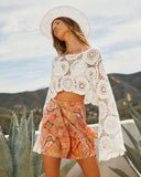 Boho Breeze Long Sleeve Crochet Top