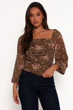 Maia Long Sleeve Top Olive Floral