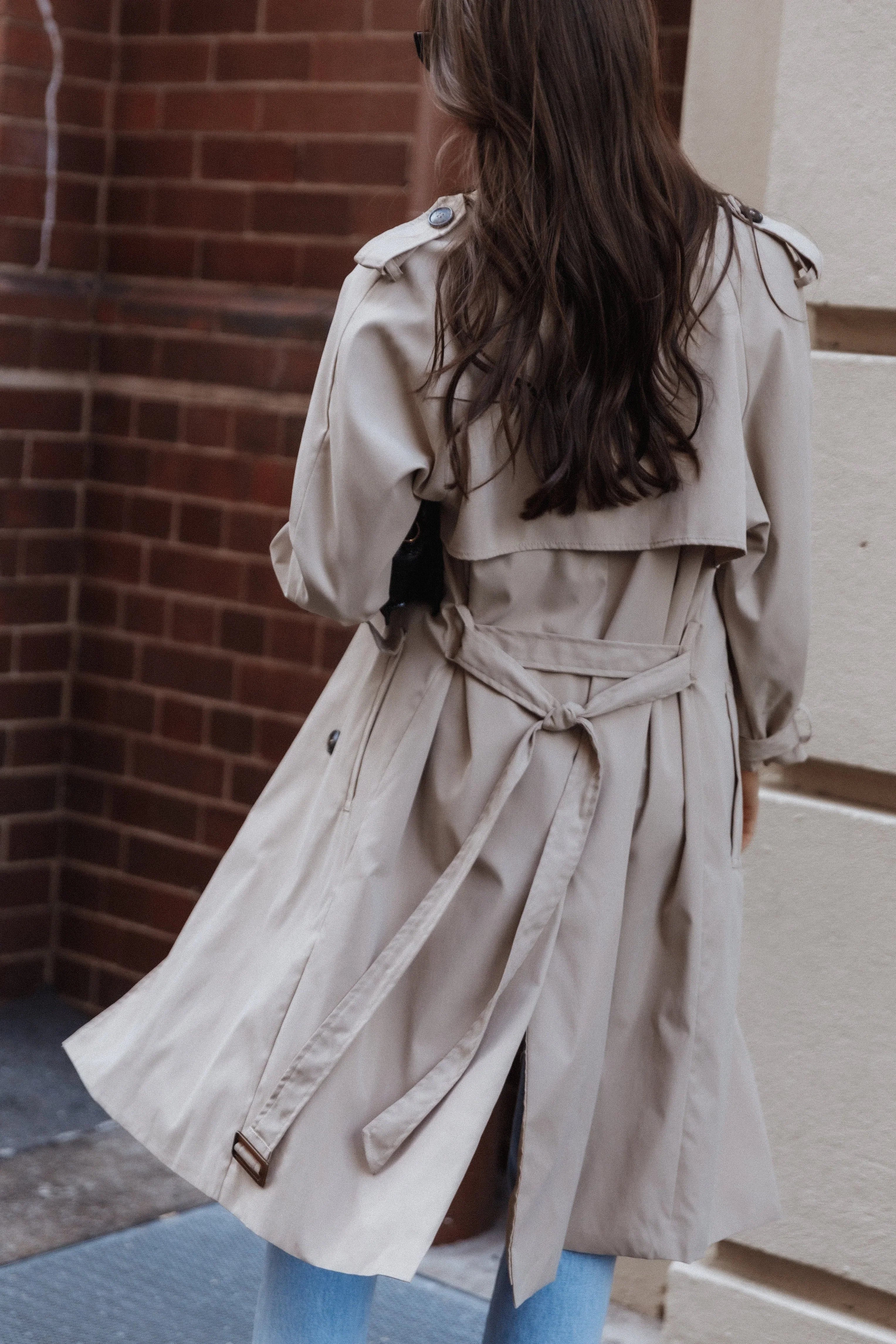 Trina Button Front Trench Coat Beige
