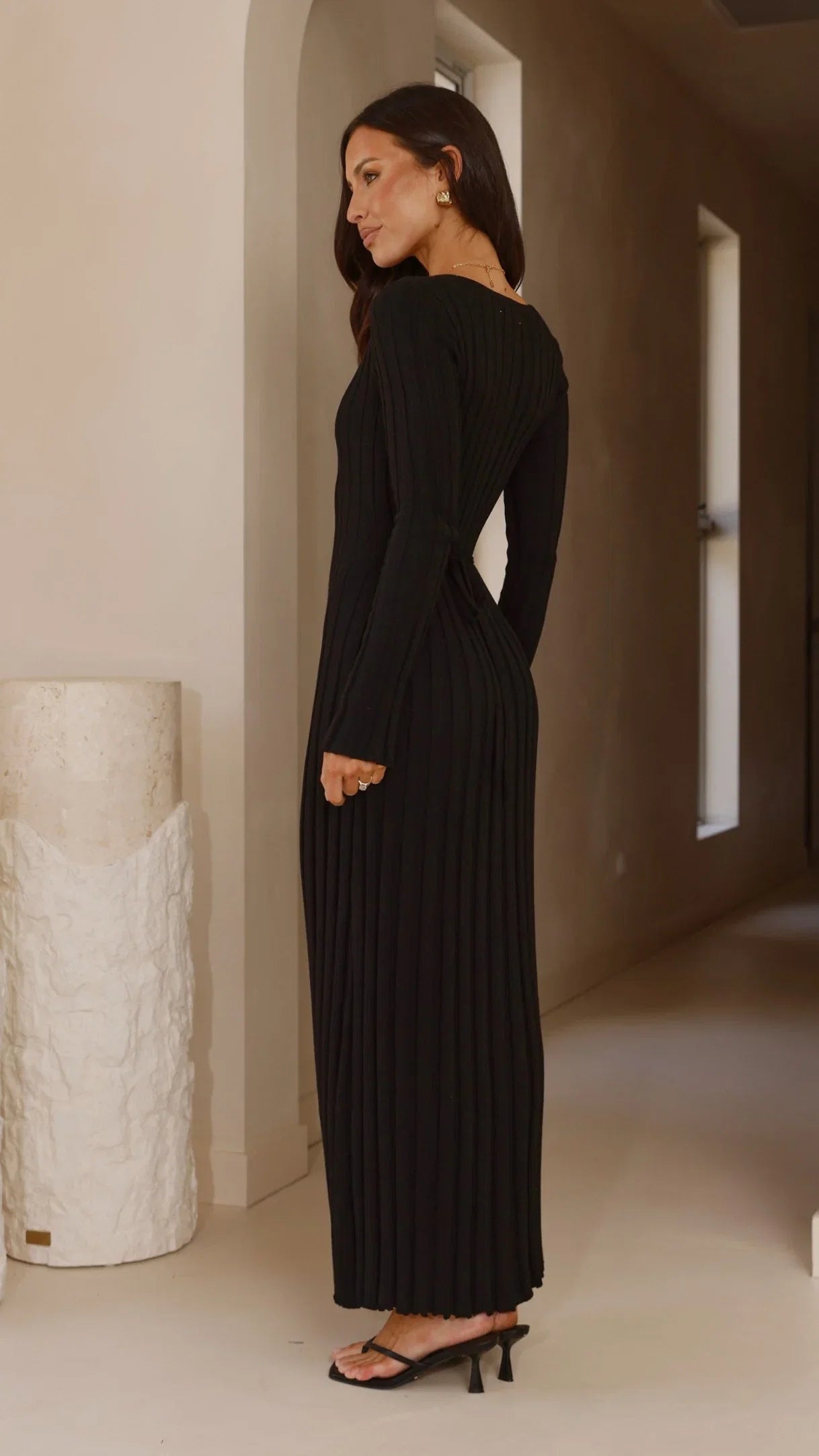 Cyra Long Sleeve Maxi Dress Black