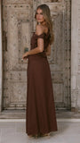 Larissa One Shoulder Maxi Dress Brown