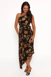 Kleo One Shoulder Maxi Dress Black Gold