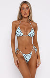 Golden Hour Bikini Top Blue Choc Polka Dot