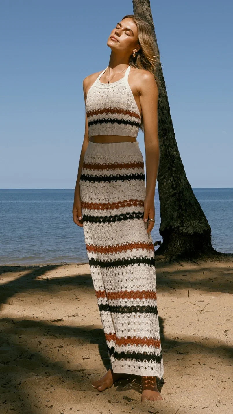 Kamali Maxi Skirt Natural Stripe