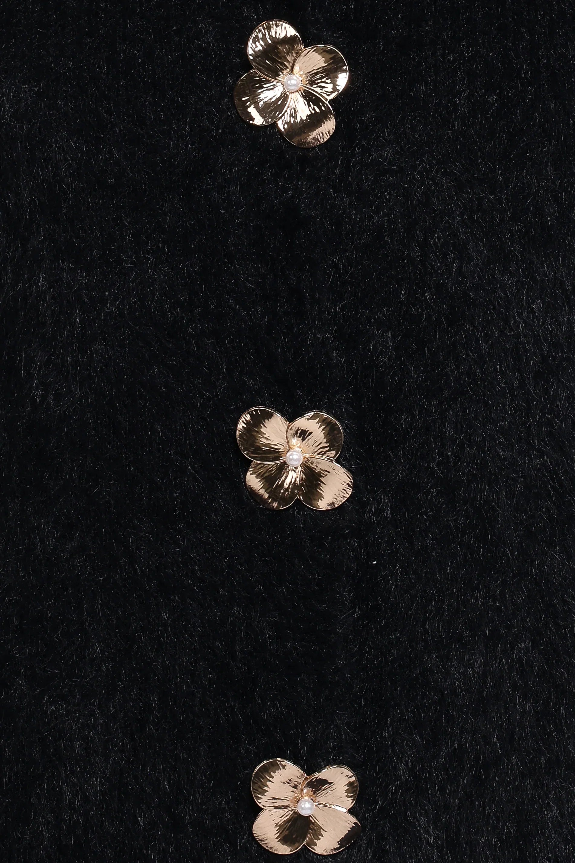 Donna Flower Button Cardigan Black