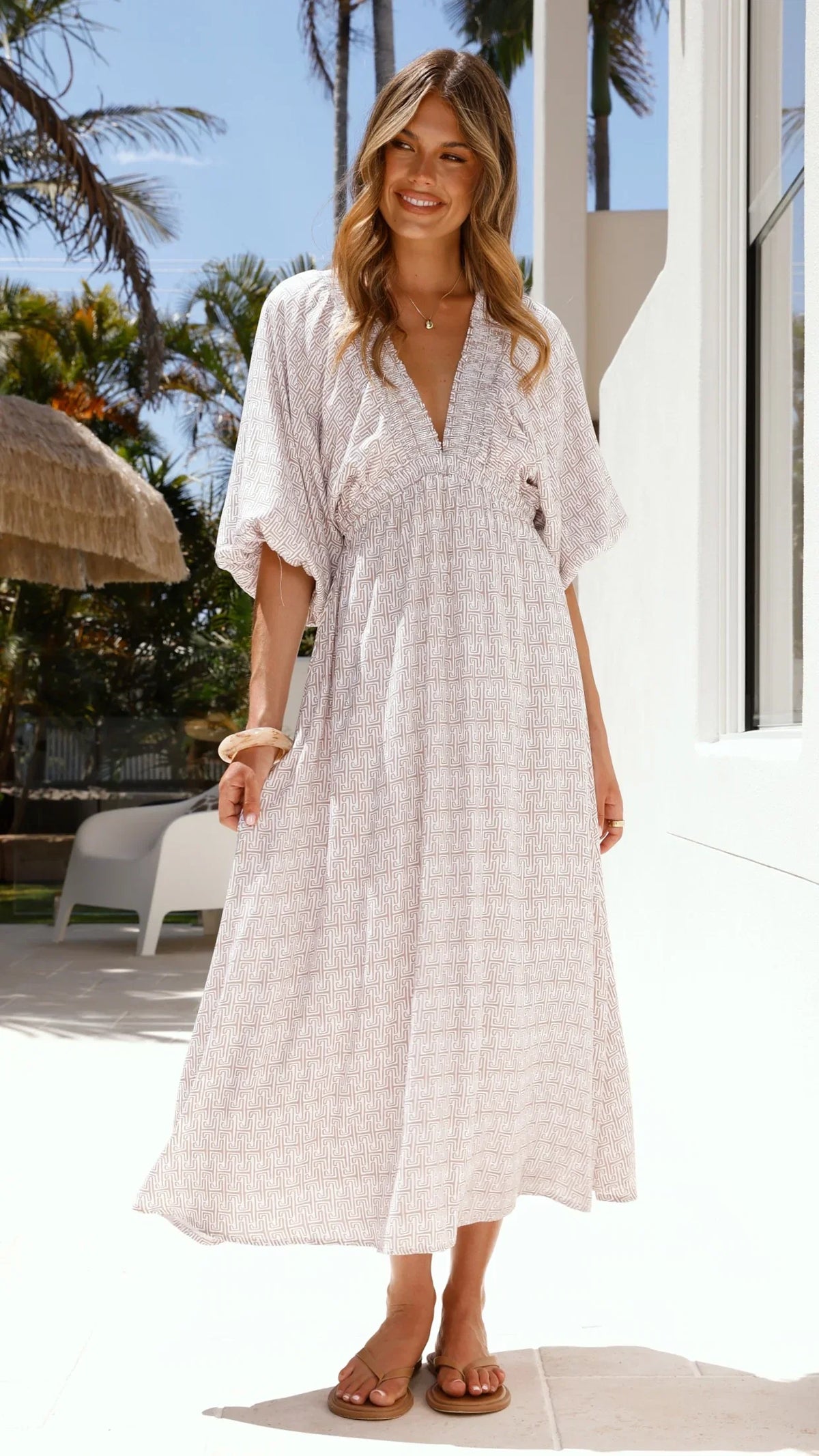 Camille Midi Dress Atlas Print