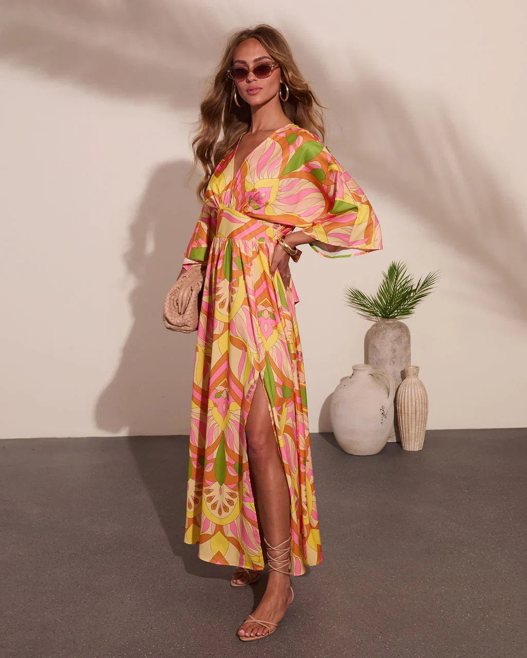 Botanical Dream Abstract Print Maxi Dress