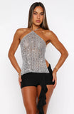 Fairy Dust Sequin Crochet Top Silver