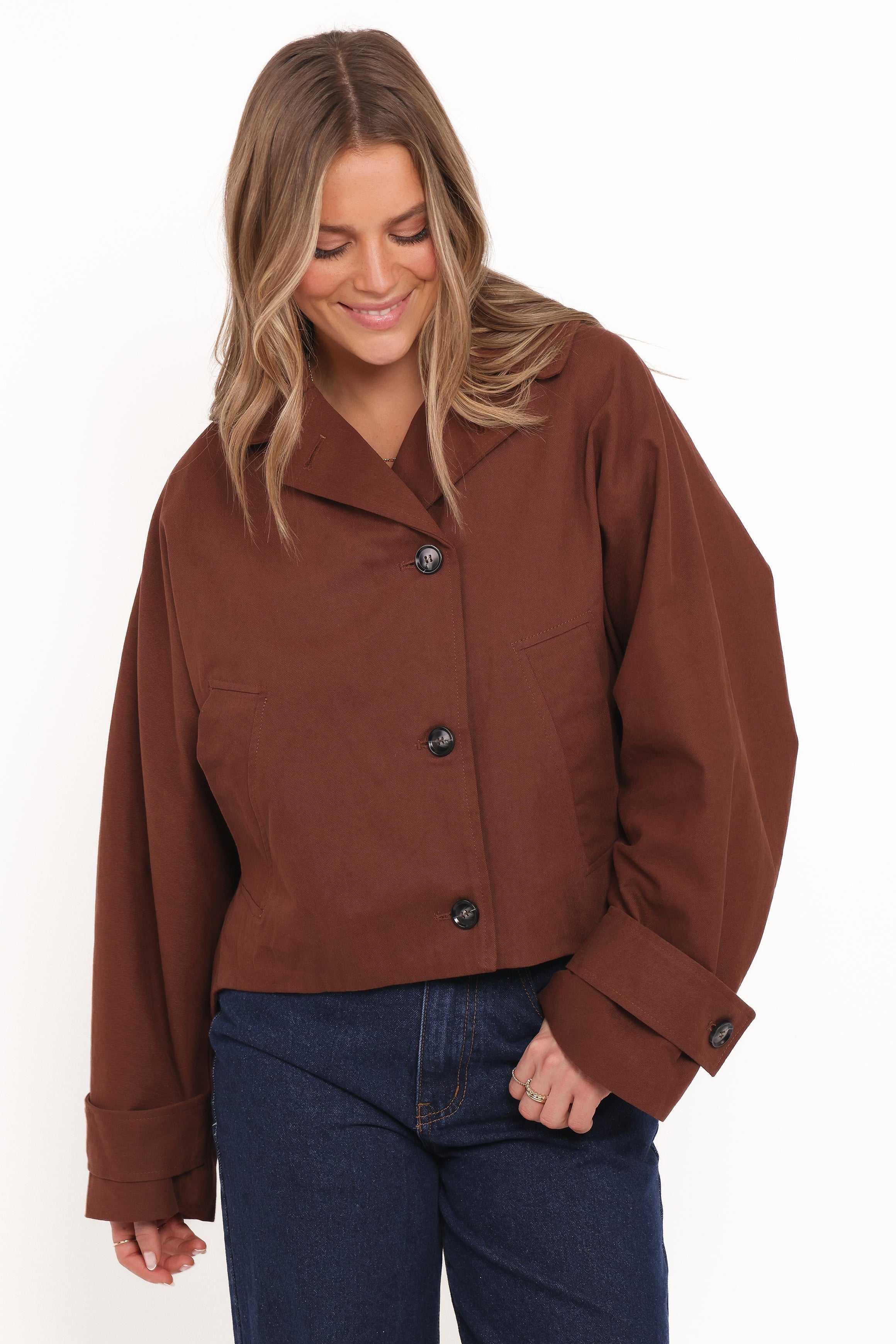 Notion Cropped Trench Espresso