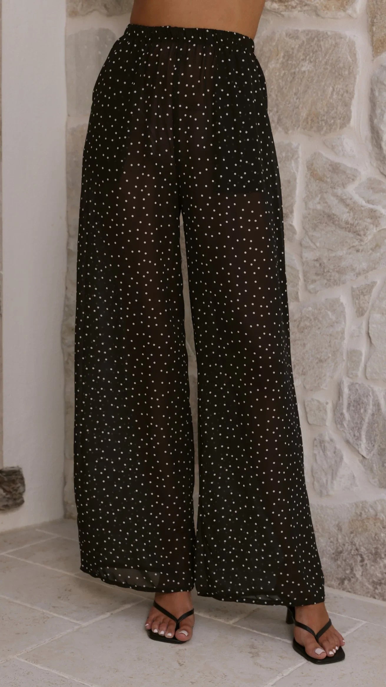 Rubi Top and Pants Set Black Polka