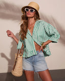 Harbor Honey Striped Cotton Button Down Top