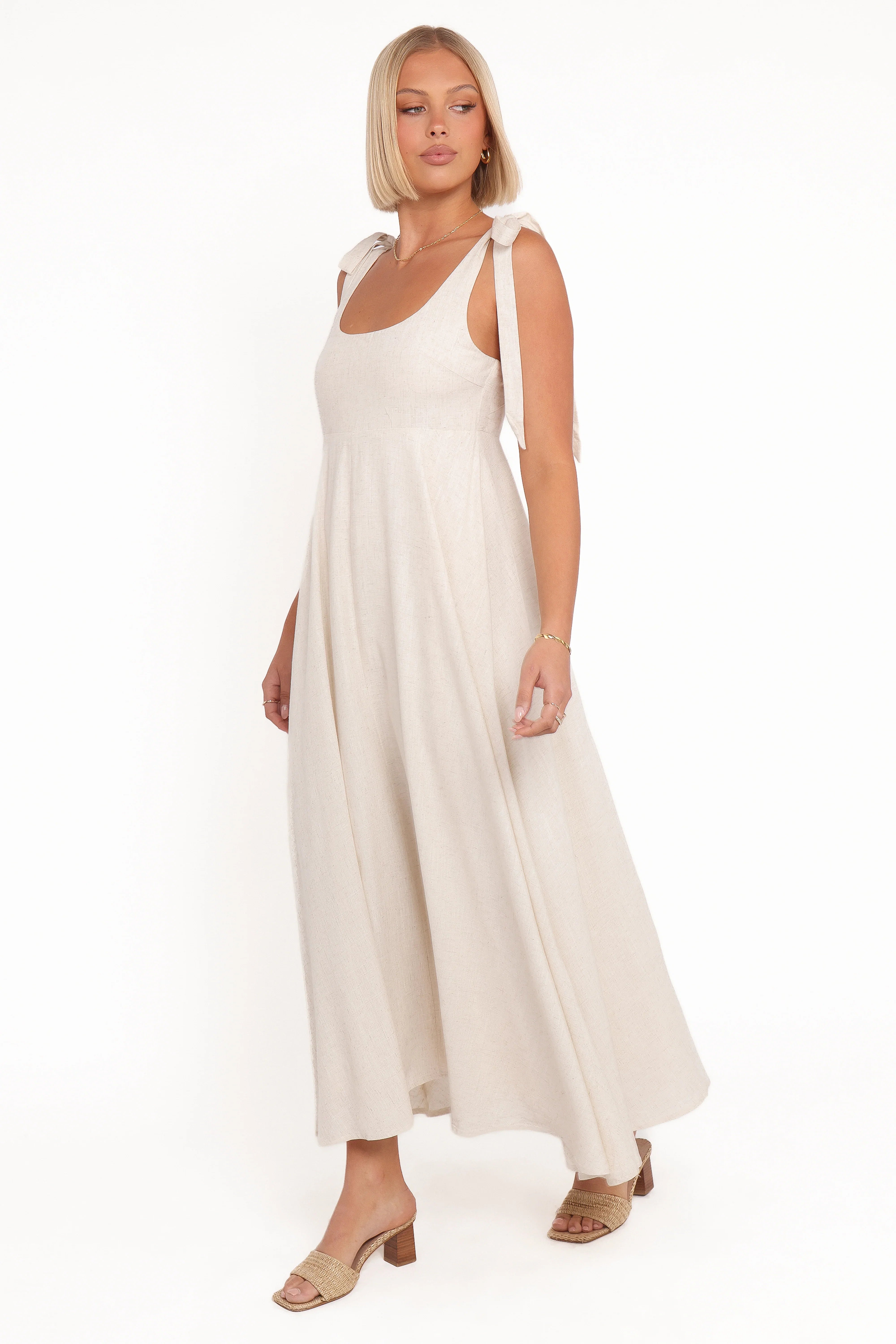 Valara Tie Shoulder Maxi Dress Oatmeal