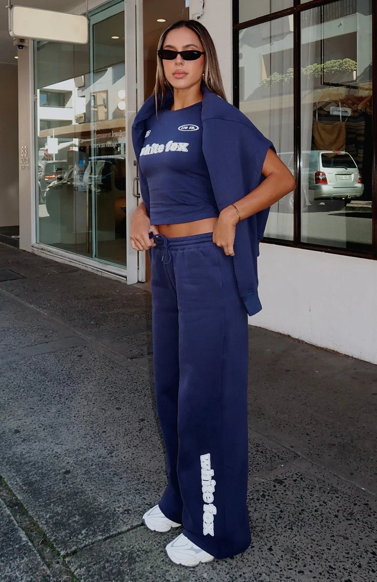 Ready To Go Wide Leg Sweatpants Navy