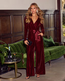 Love One Another Velvet Pocketed Cutout Back Jumpsuit