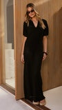 Tiffy Crochet Short Sleeve Maxi Dress Black