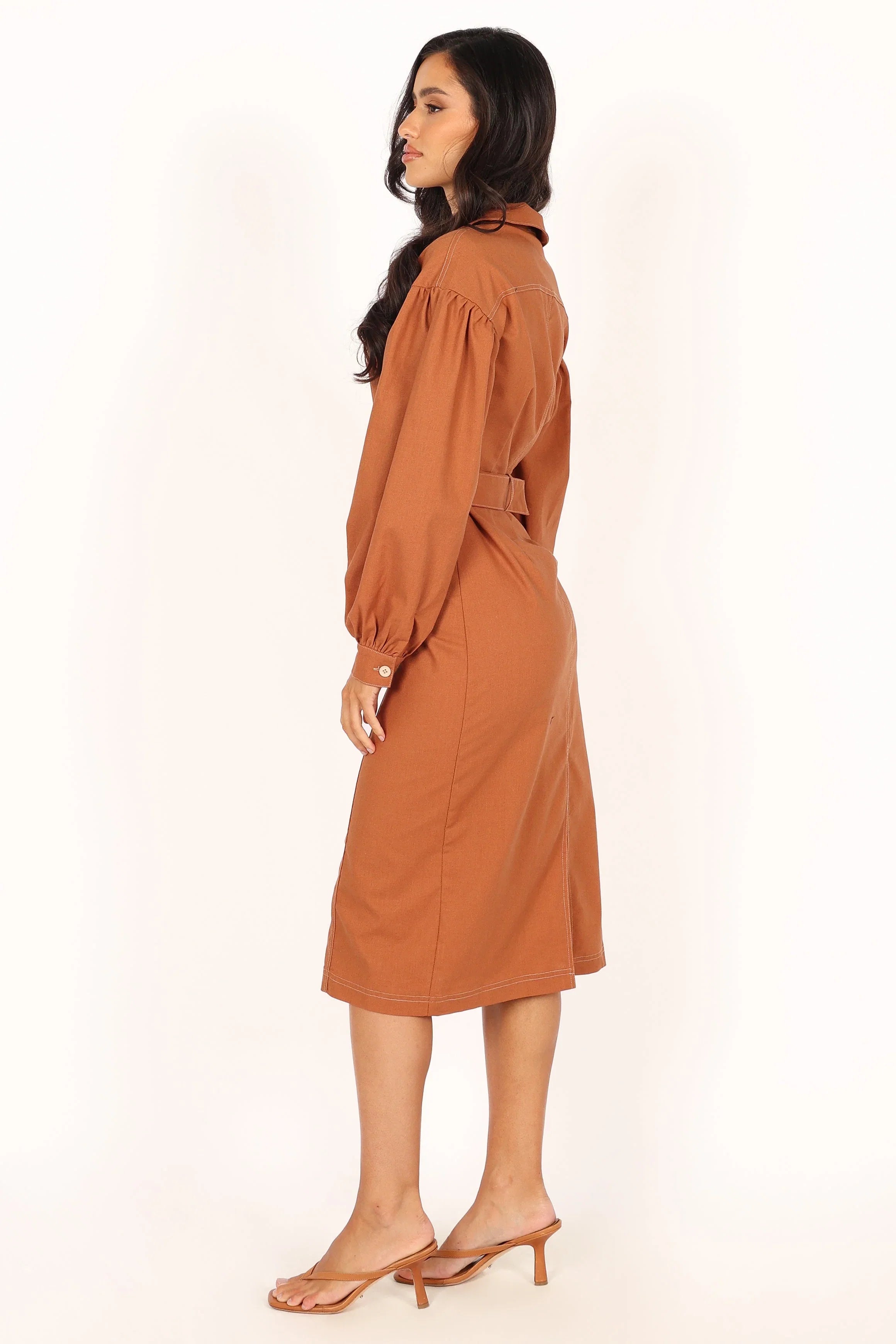 Coco Long Sleeve Midi Dress Tan