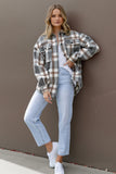 Alex Double Breasted Pocket Shacket Grey Check