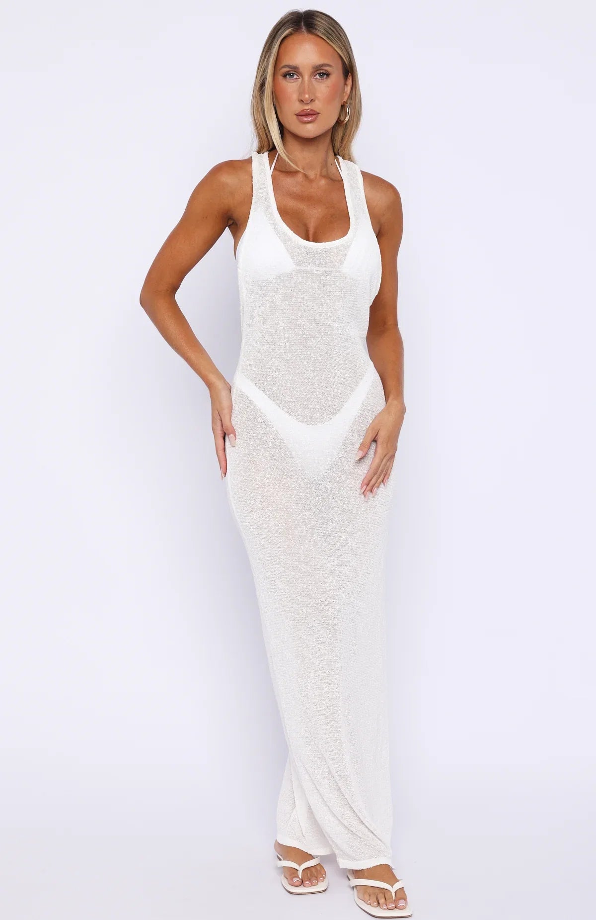 Tropic Waters Knit Maxi Dress White