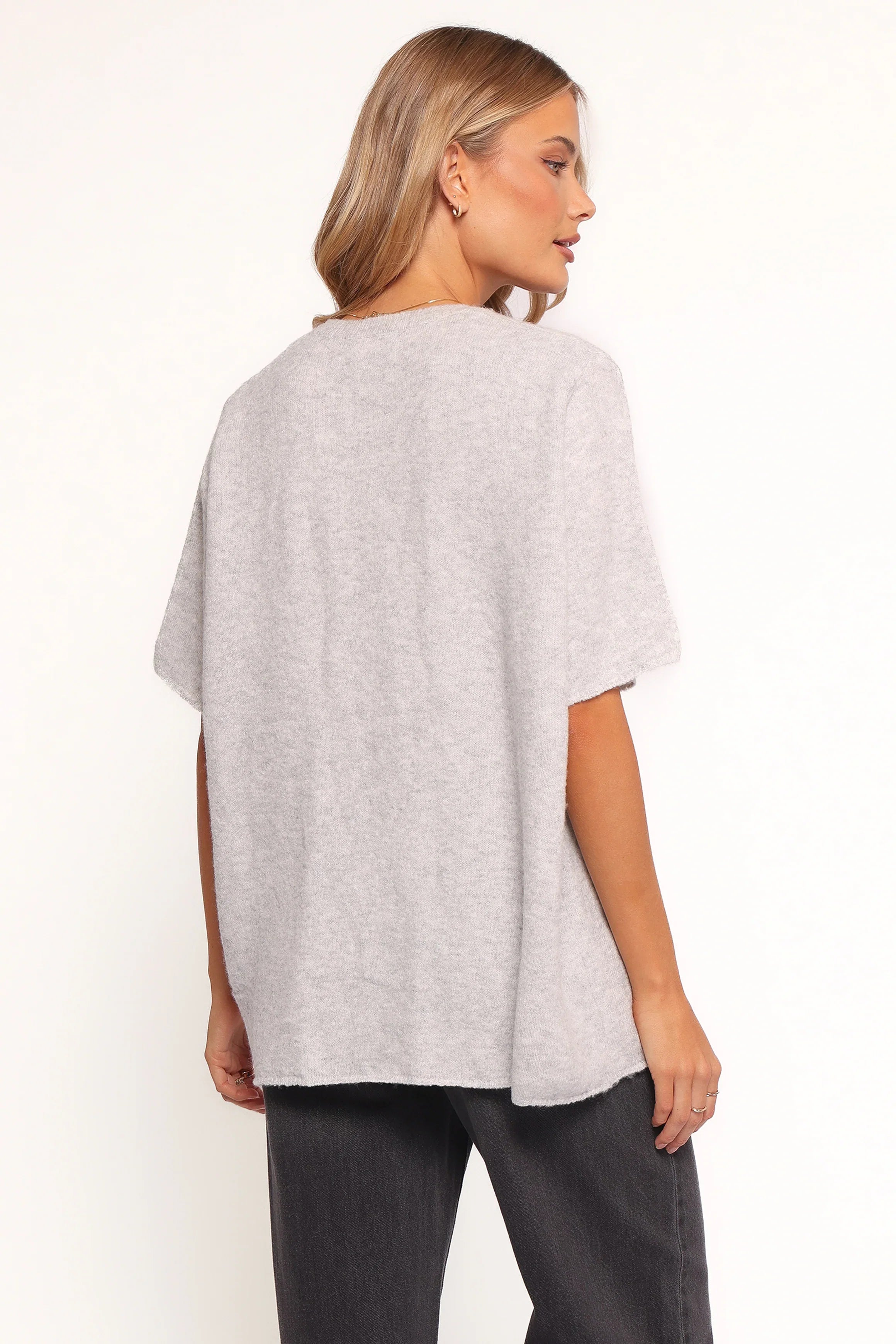 Morris Short Sleeve Oversized Sweater Tee Grey