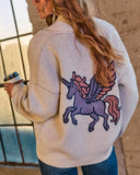 Unicorn Joy Knit Graphic Novelty Cardigan