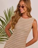 Sunlit Joy Drop Waist Chevron Print Maxi Dress