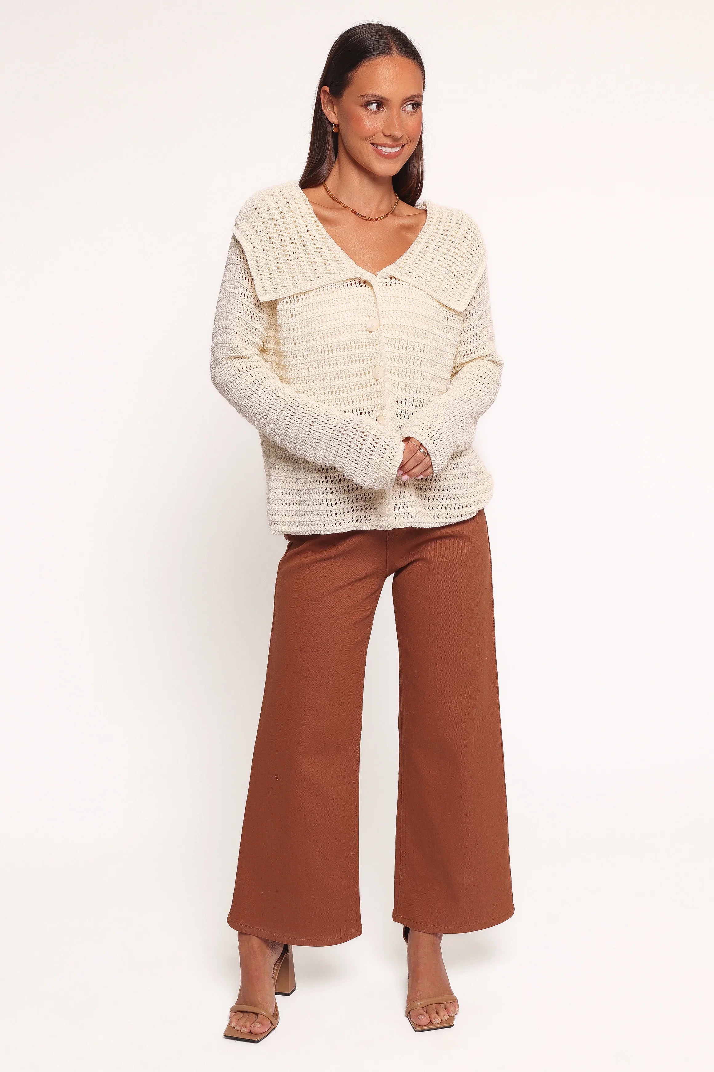 Lyra Large Collar Cardigan White