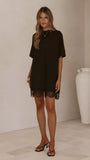 Saya T Shirt Lace Mini Dress Black