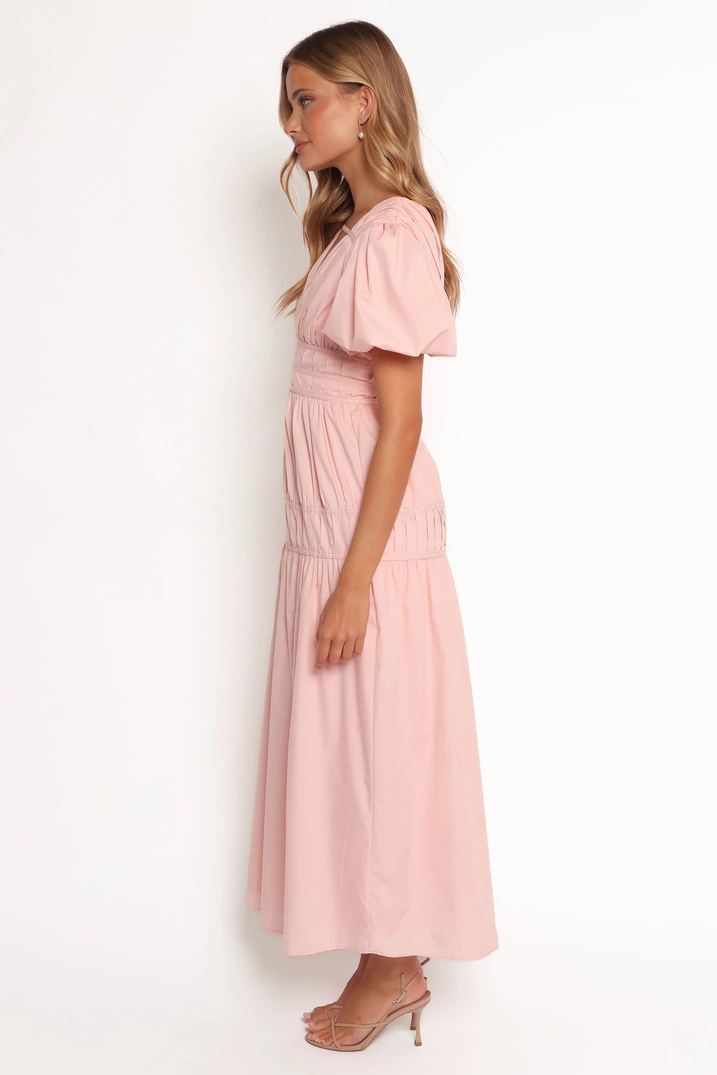 Joedy Puff Sleeve Midi Dress Pale Pink