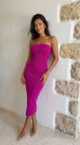 Avalon Ribbed Tube Midi Dress Magenta Pink
