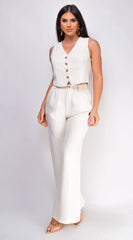 Raine Light Beige Vest Pants Set