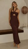 Grace Halter Maxi Dress Chocolate
