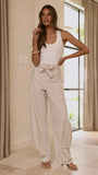 Audrey Pinstripe Tapered Pant Stone