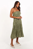 Sylvie Strapless Midi Dress Sage Botanical