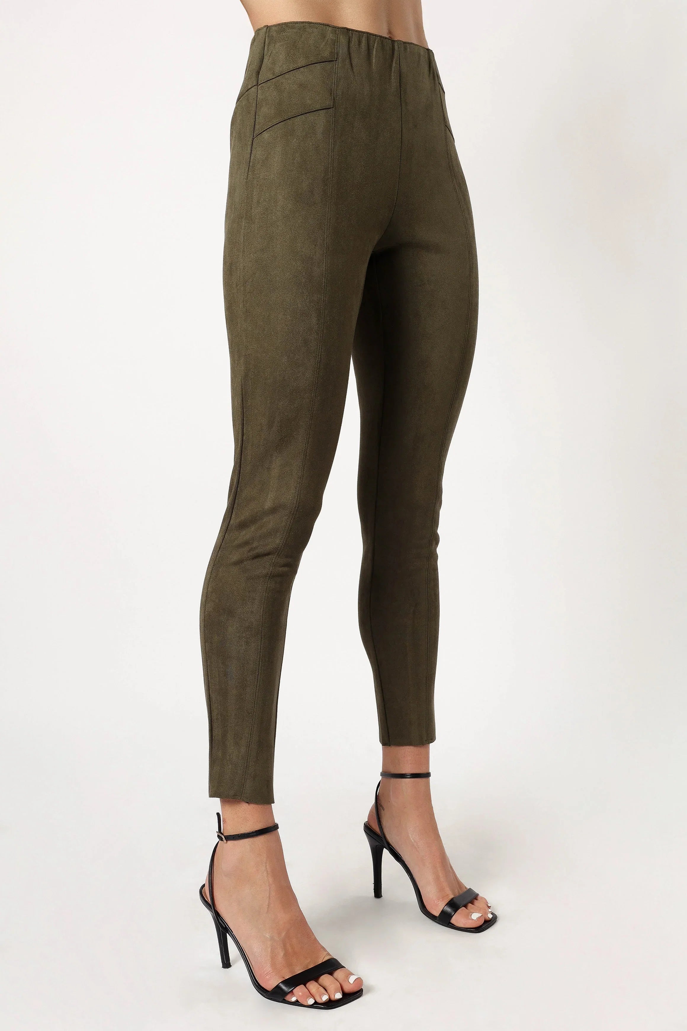 Morgan Suede Look Legging Olive