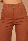 Georgette High Waisted Straight Leg Pants Brown