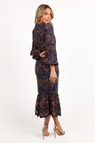Pierre Long Sleeve Lace Maxi Dress Navy