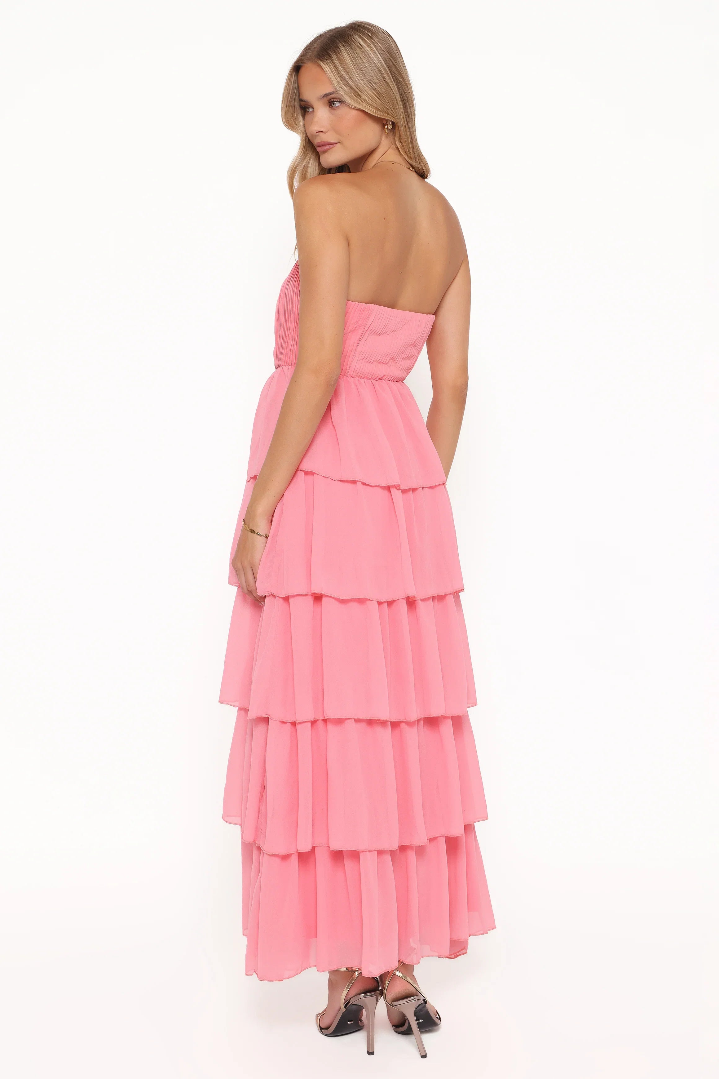 Peachester Strapless Maxi Dress Coral