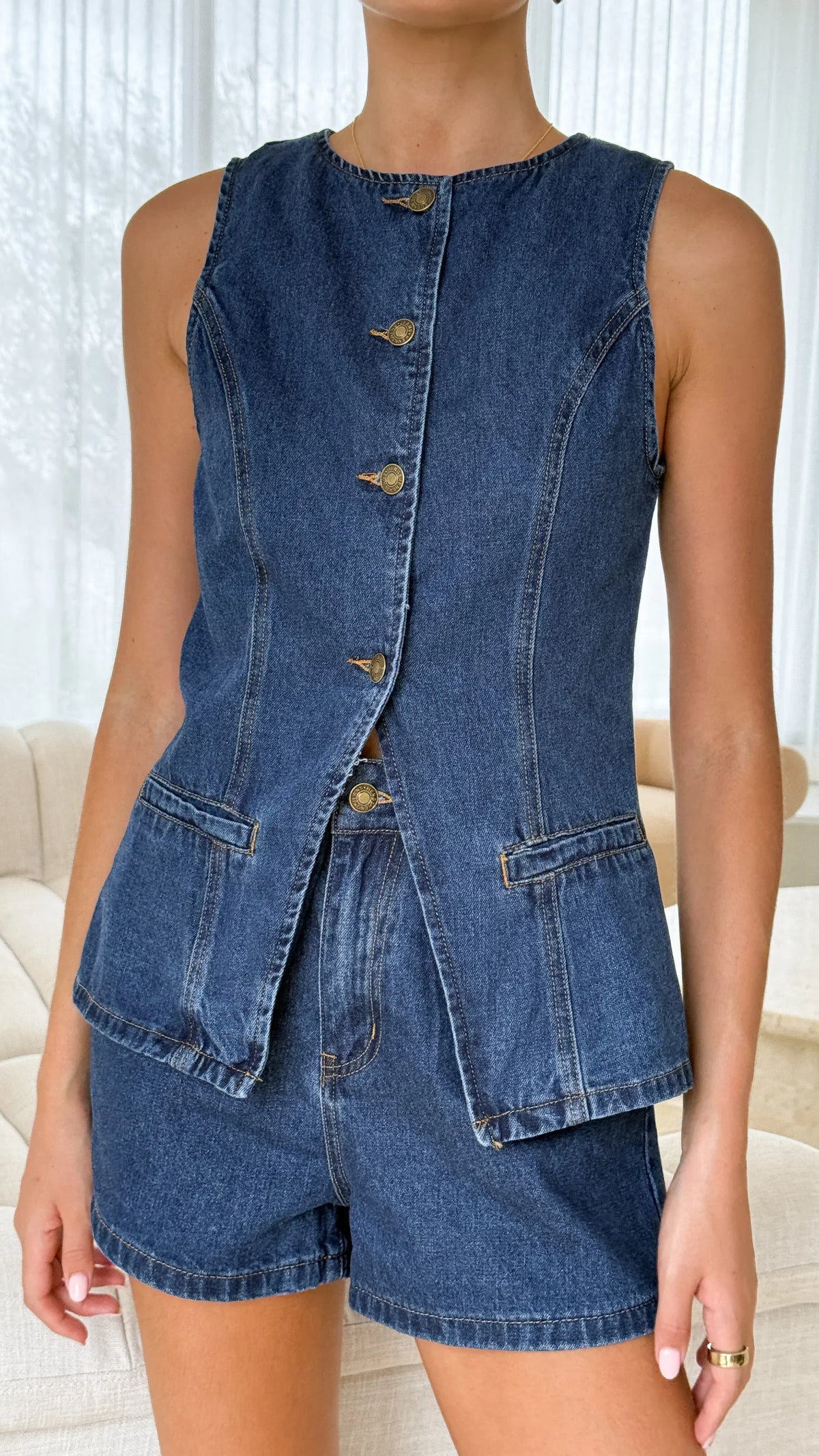 Cairo Denim Vest Dark Mid